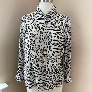 EQUIPMENT Silk Animal Print Button-Up Top